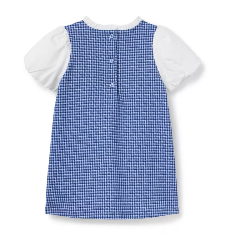 JANIE & JACK NIÑA VESTIDO CHECK PONTE BLUE