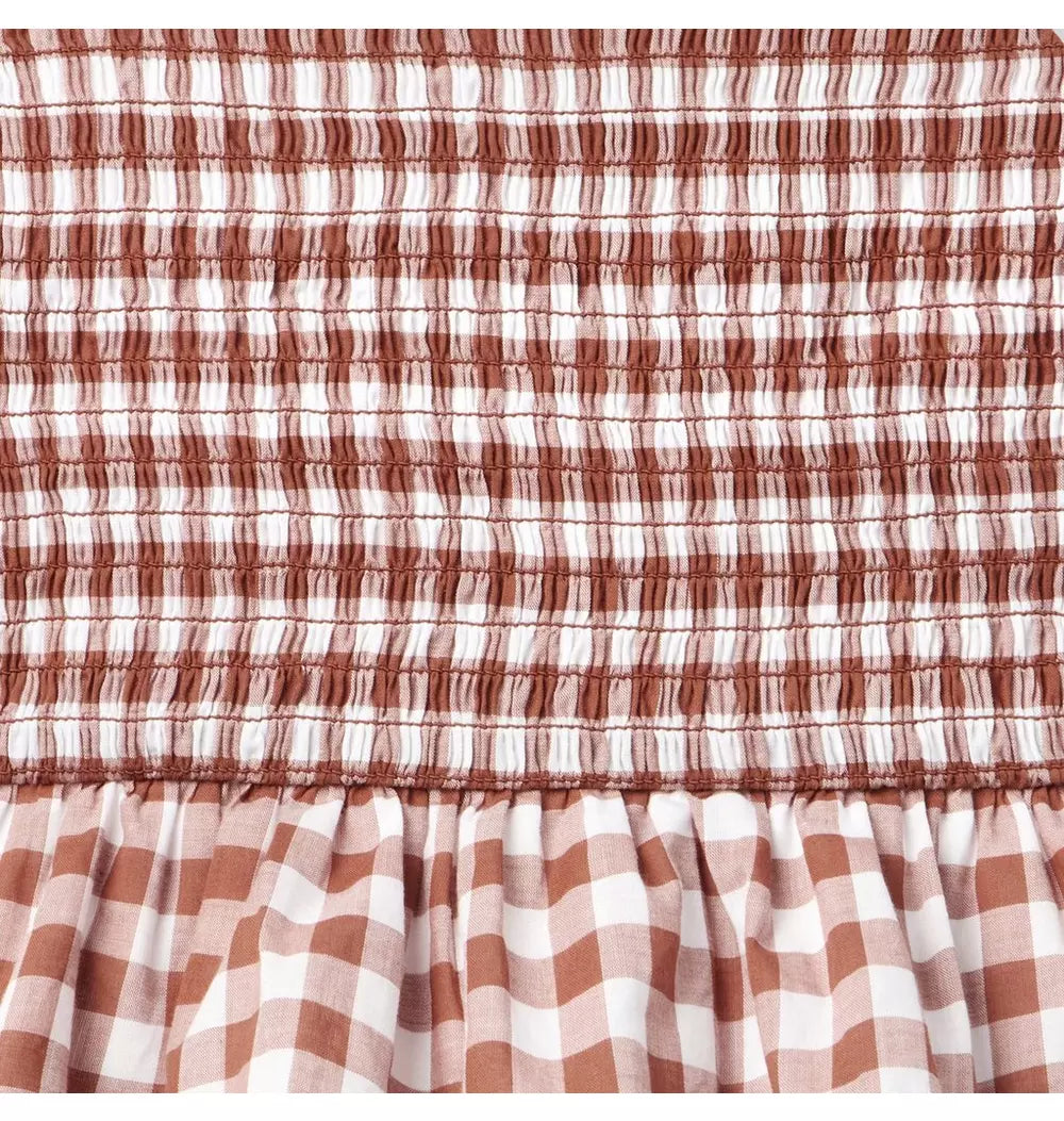 JANIE & JACK NIÑA BLUSA SMOCKED GINGHAM PEPLUM