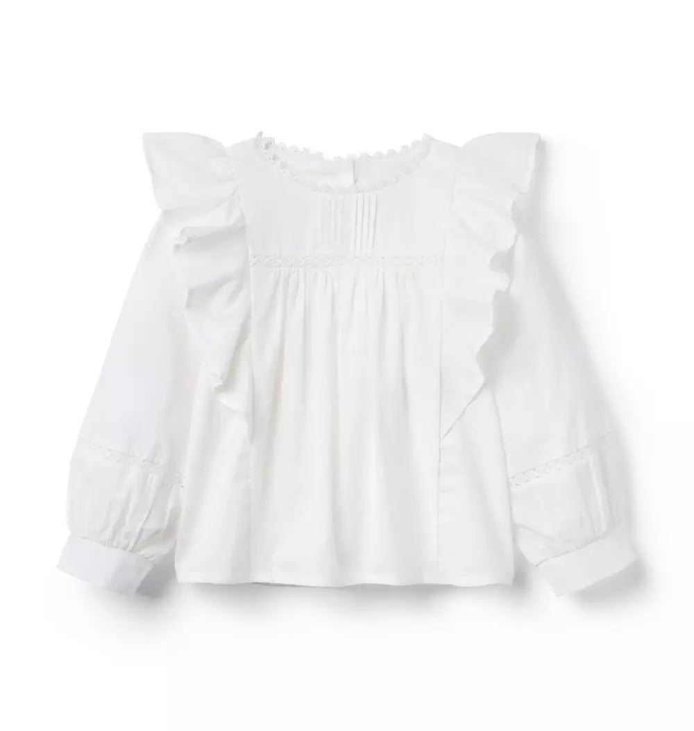 JANIE & JACK NIÑA BLUSA RUFFLE M/L WHITE