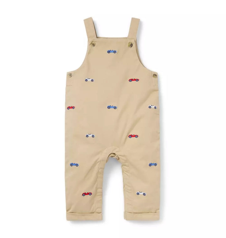 JANIE & JACK BEBE NIÑO OVEROL RACE CAR KHAKI