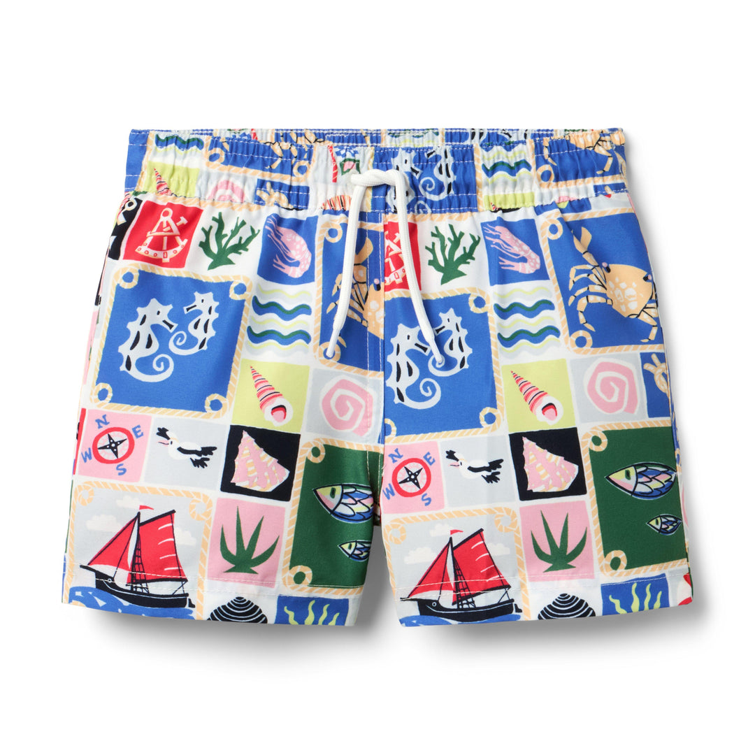 Janie &amp; Jack Vestido de Baño Naut Stamp Multi para Bebé Niño