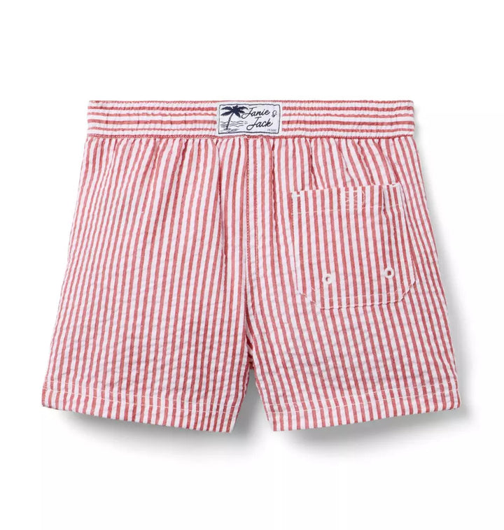 JANIE & JACK NIÑO VEST. BAÑO SHORT RED STRIPE
