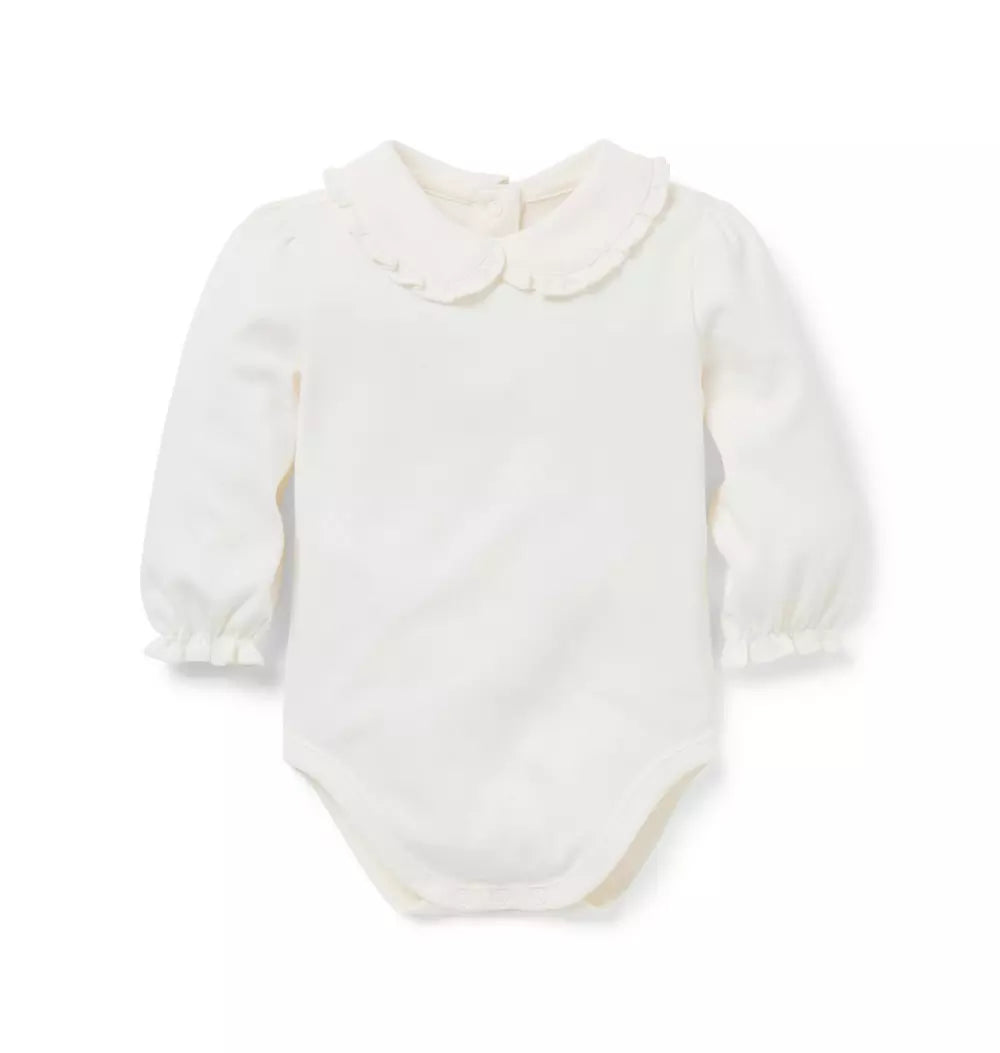 JANIE & JACK BEBE NIÑO BODY G K IVORY RUFFLE COLLAR M/L