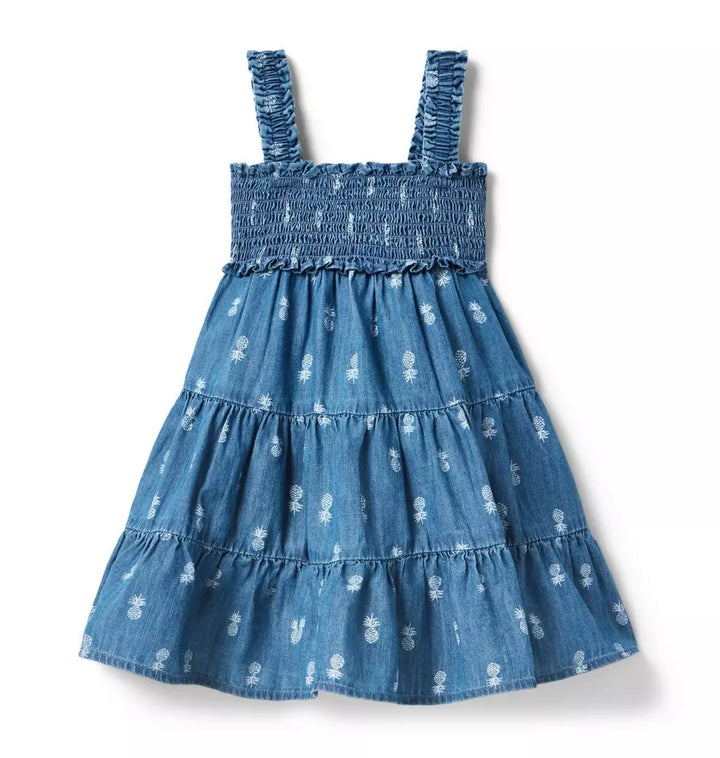 JANIE & JACK NIÑA VESTIDO DENIM PINEAPPLE BLUE
