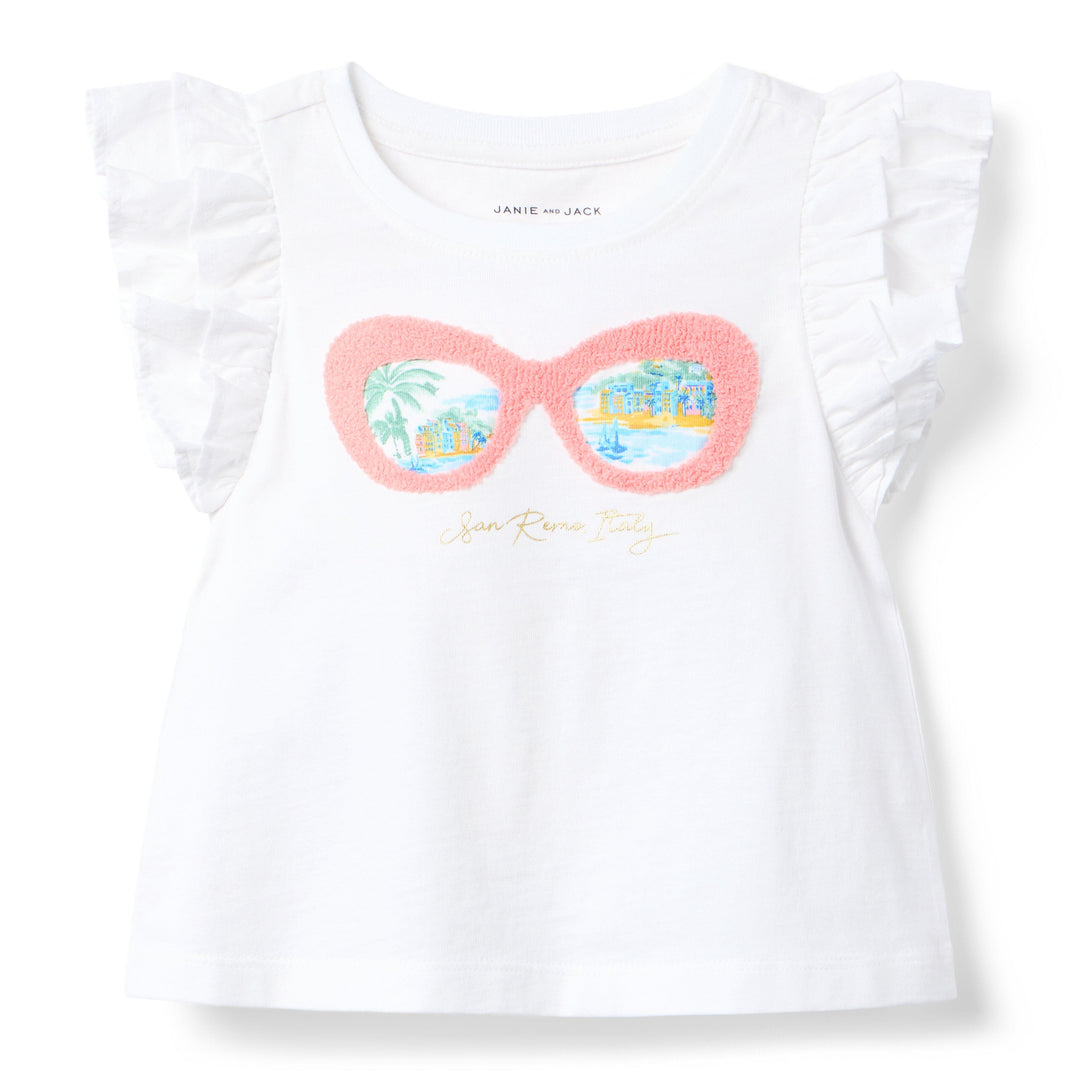 Janie &amp; Jack Tshirt Sunglass Graphic M/c White para Niña