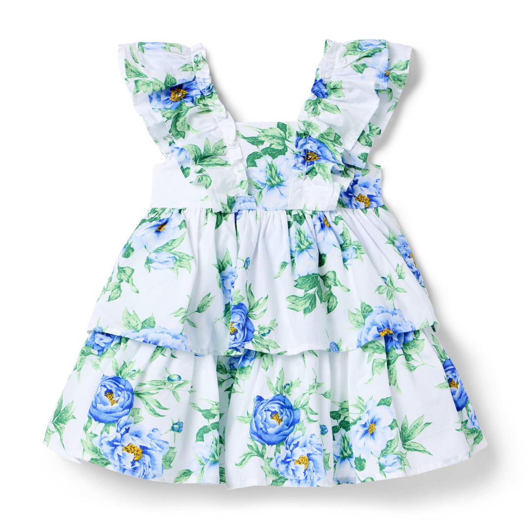 Janie &amp; Jack Vestido Bold Floral Tier White para Niña