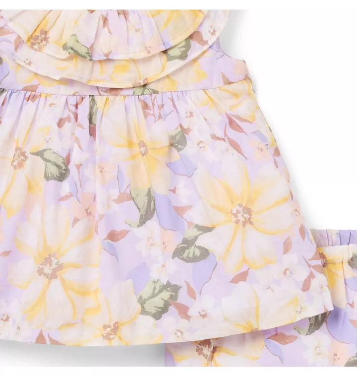 JANIE & JACK BEBE NIÑA CONJ. DE SHORT MULTI FLORAL RUFFLE