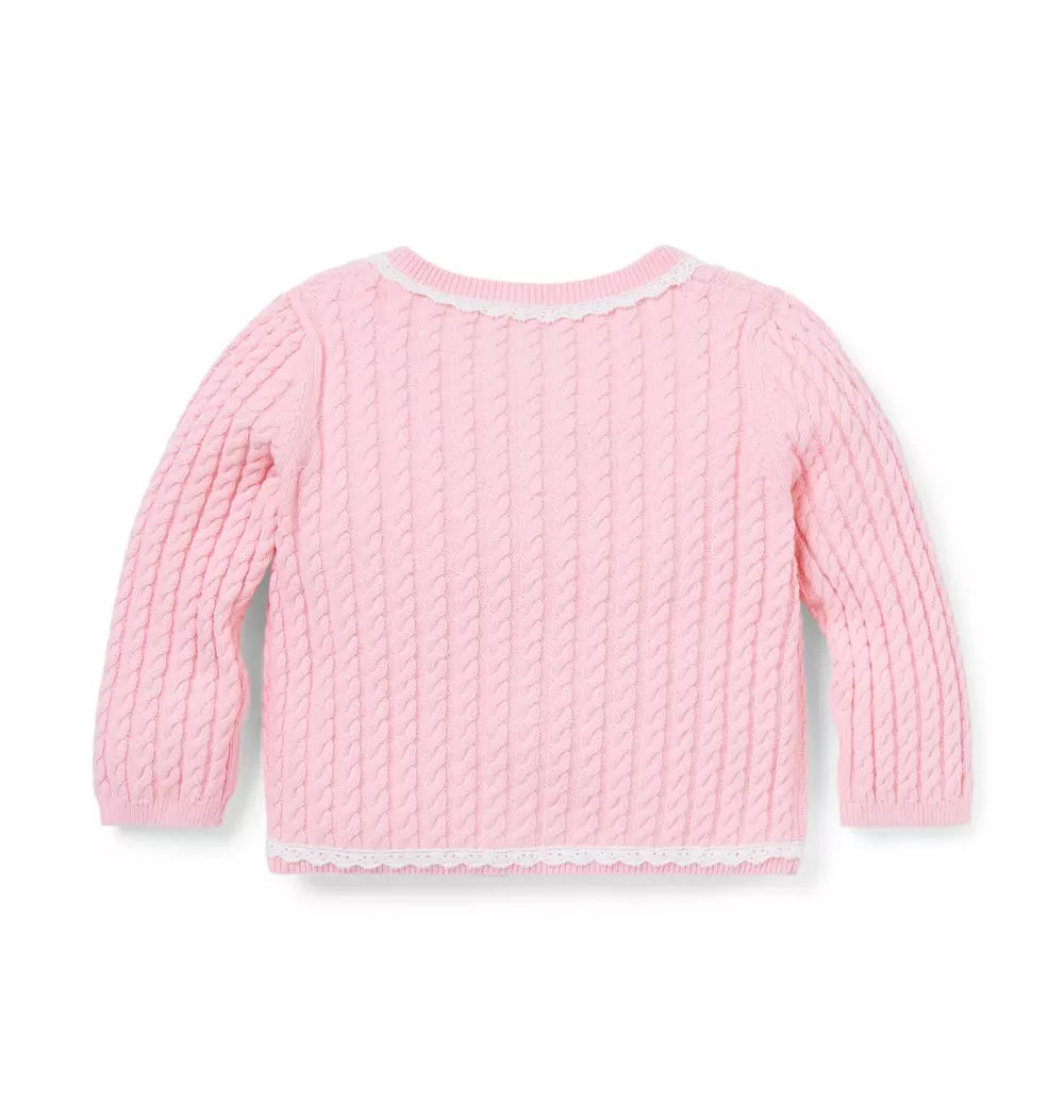 JANIE & JACK BEBE NIÑO TSHIRT CABLE TRIM PINK