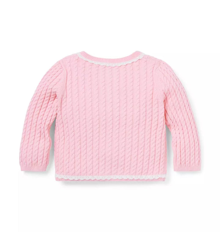 JANIE & JACK BEBE NIÑO TSHIRT CABLE TRIM PINK