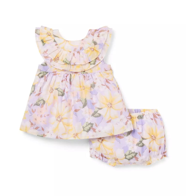 JANIE & JACK BEBE NIÑA CONJ. DE SHORT MULTI FLORAL RUFFLE