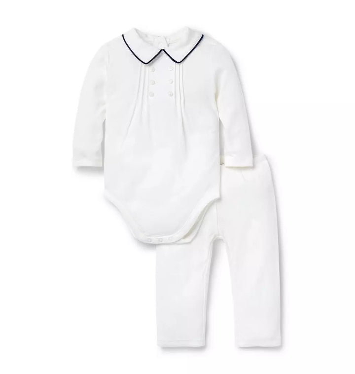JANIE & JACK BEBE NIÑO CONJ. DE PANTALON TUX COLLAR M/L GRAY