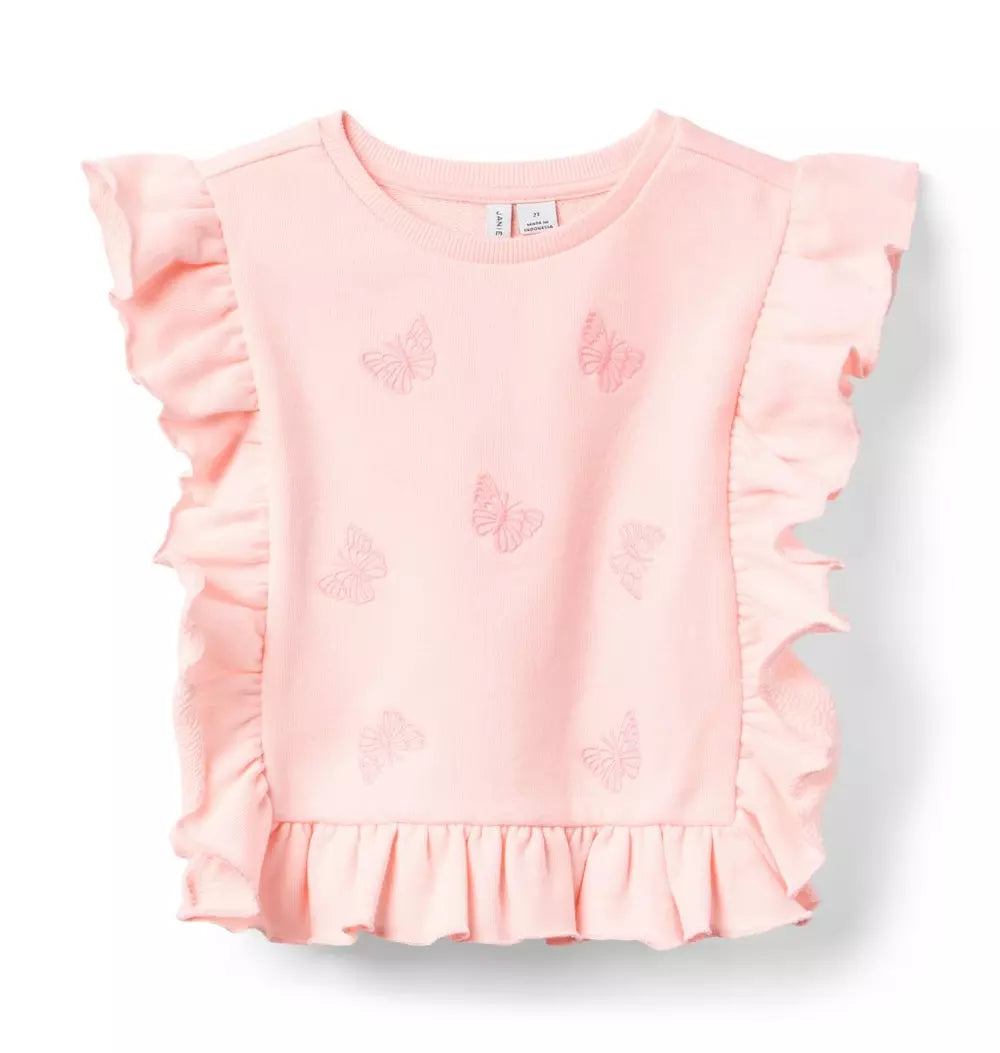 JANIE & JACK NIÑA BLUSA EMBROIDERED BUTTERFLY RUFFLE