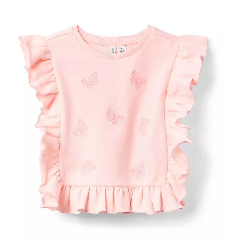 JANIE & JACK NIÑA BLUSA EMBROIDERED BUTTERFLY RUFFLE