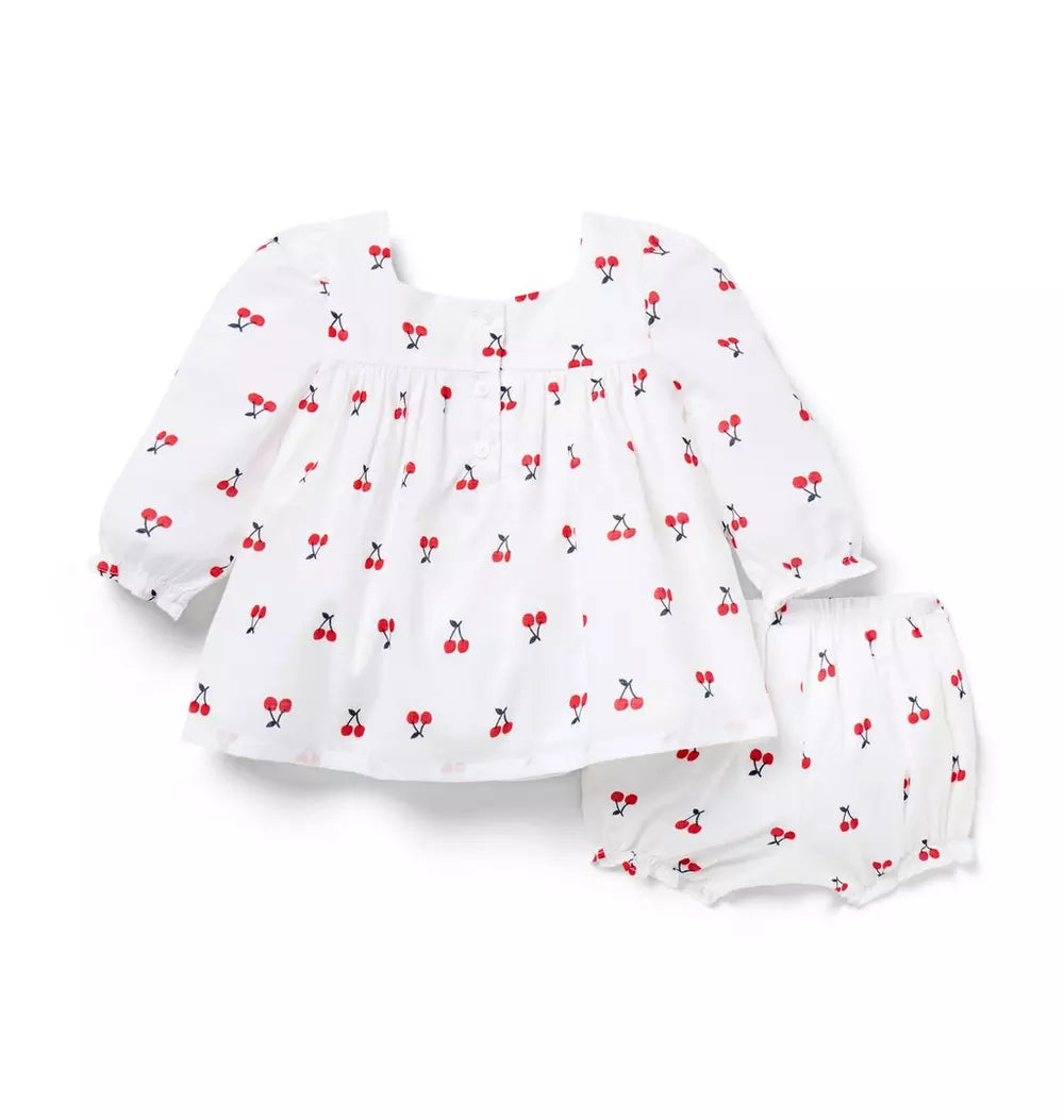 JANIE & JACK BEBE NIÑA CONJ DE SHORT CHERRY FLORAL