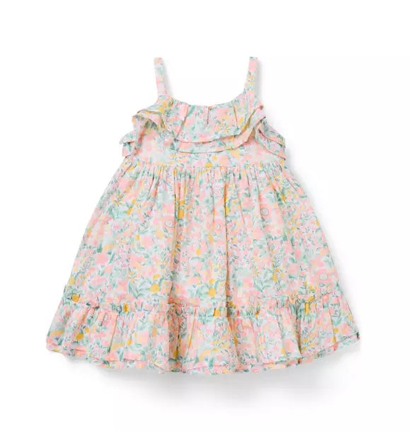 JANIE & JACK BEBE NIÑA VESTIDO FLORAL WHITE