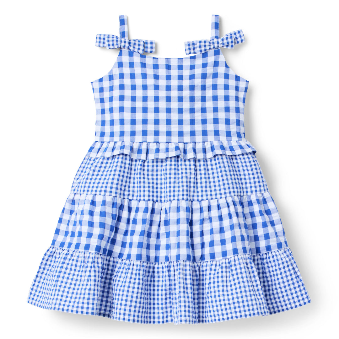 Janie &amp; Jack Vestido Gingham Blue para Niña