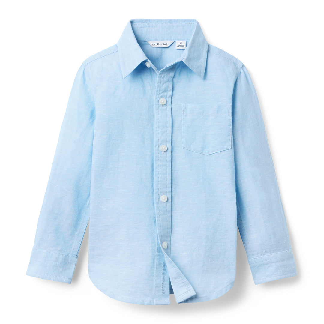 Janie &amp; Jack Camisa Linen Blue para Niño