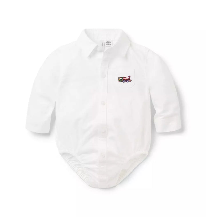 JANIE & JACK BEBE NIÑO BODY TRAIN COLLAR M/L WHITE