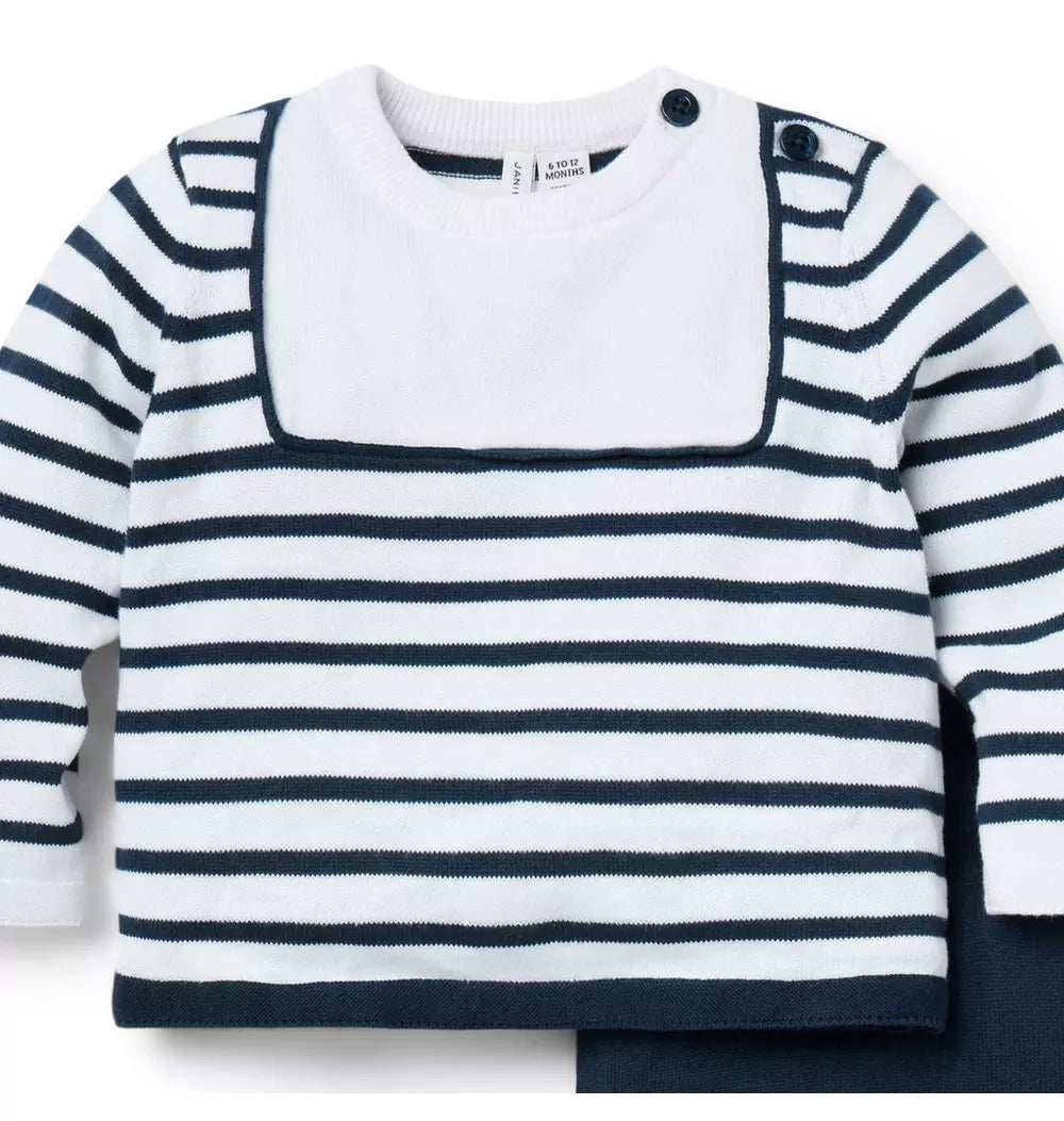 JANIE & JACK BEBE NIÑO CONJ DE PANTALON STRIPED NAVY/WHITE
