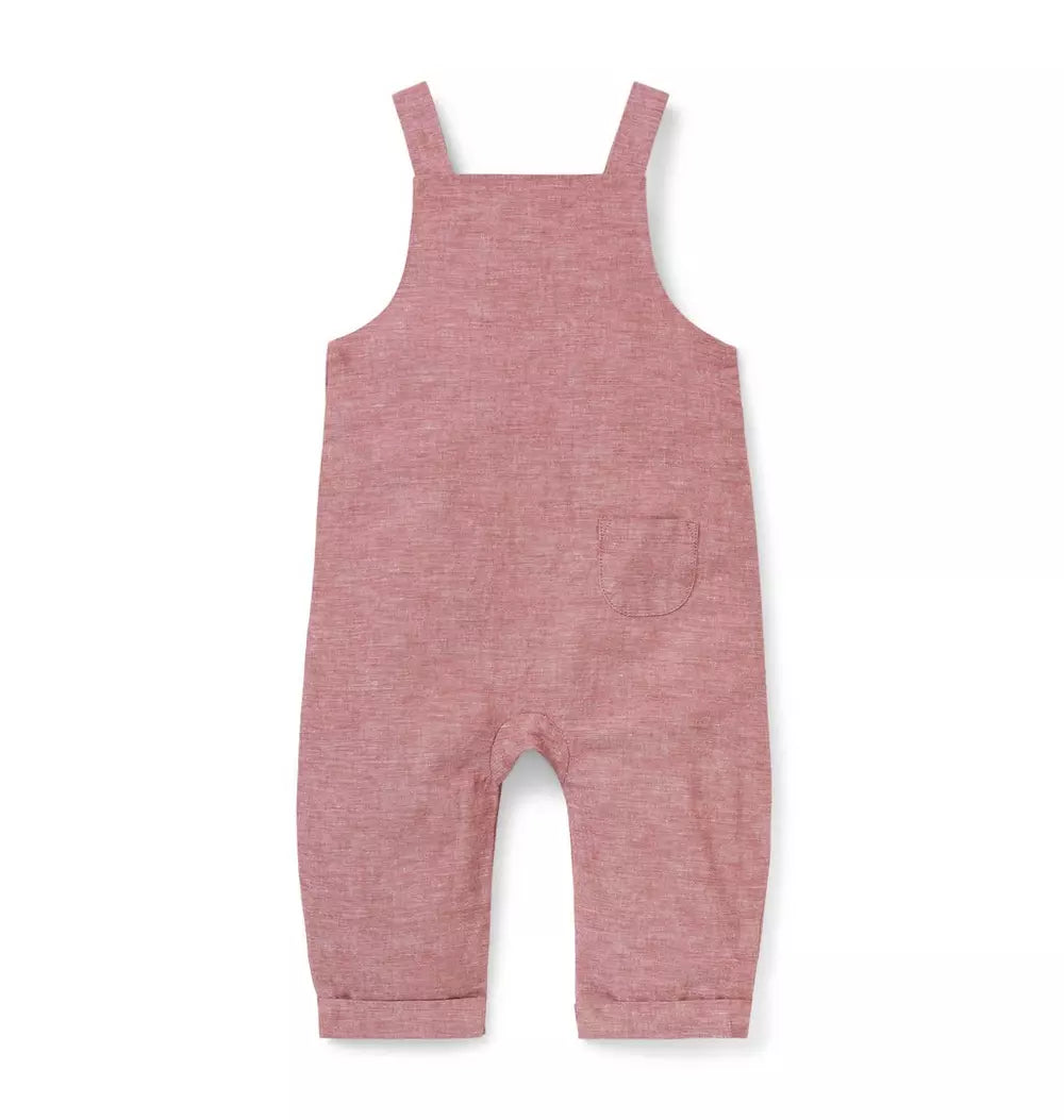 JANIE & JACK BEBE NIÑA OVEROL RUST HORSE ICON PINK