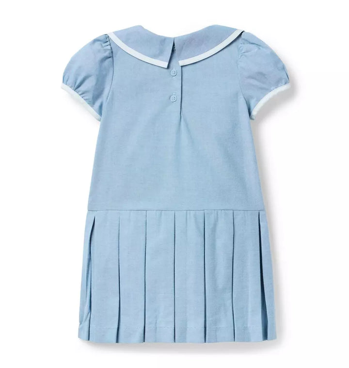 JANIE & JACK NIÑA VESTIDO OXFORD COLLAR BLUE
