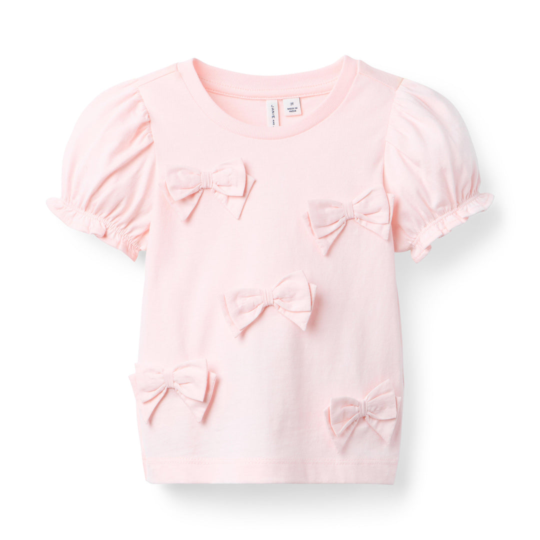 Janie &amp; Jack Blusa Bow M/c Pink para Niña