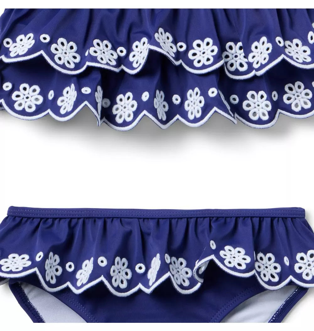 JANIE & JACK NIÑA VESTIDO DE BAÑO EYELET BLUE