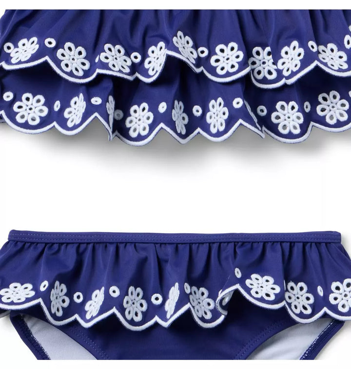 JANIE & JACK NIÑA VESTIDO DE BAÑO EYELET BLUE