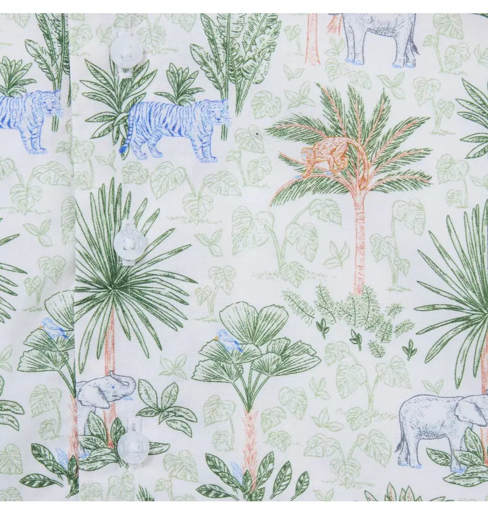 JANIE & JACK BEBE NIÑO ROMPER GREEN SAFARI TOILE