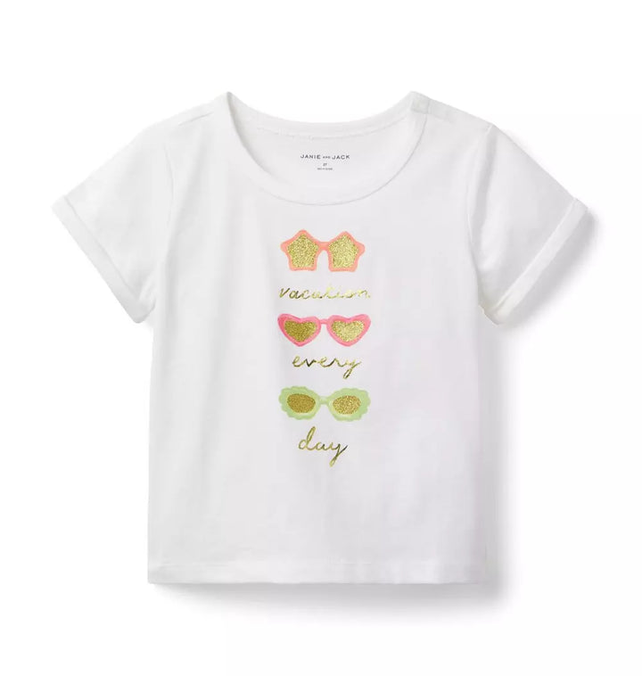 JANIE & JACK NIÑA TSHIRT SUNGLASSES WHITE