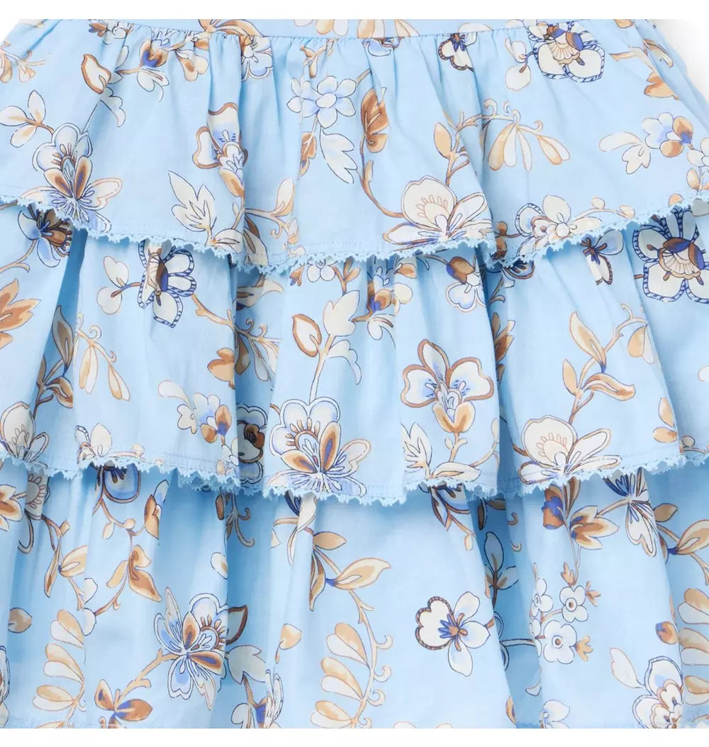 JANIE & JACK NIÑA VESTIDO FLORAL TIERED BLUE
