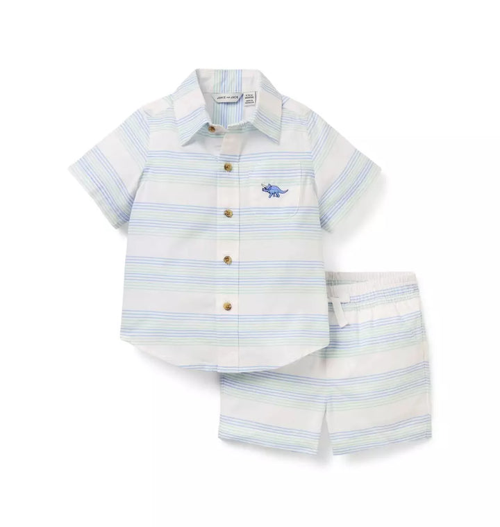 JANIE & JACK BEBE NIÑO CONJ DE SHORT STRIPED BLUE