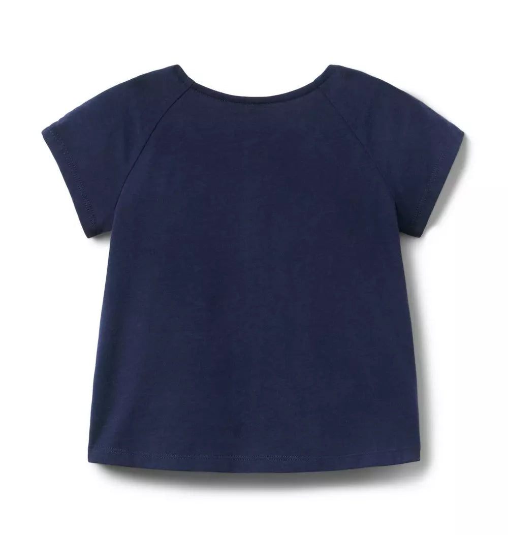JANIE & JACK NIÑA BLUSA PLEAT YOKE TOP R1A NAVY
