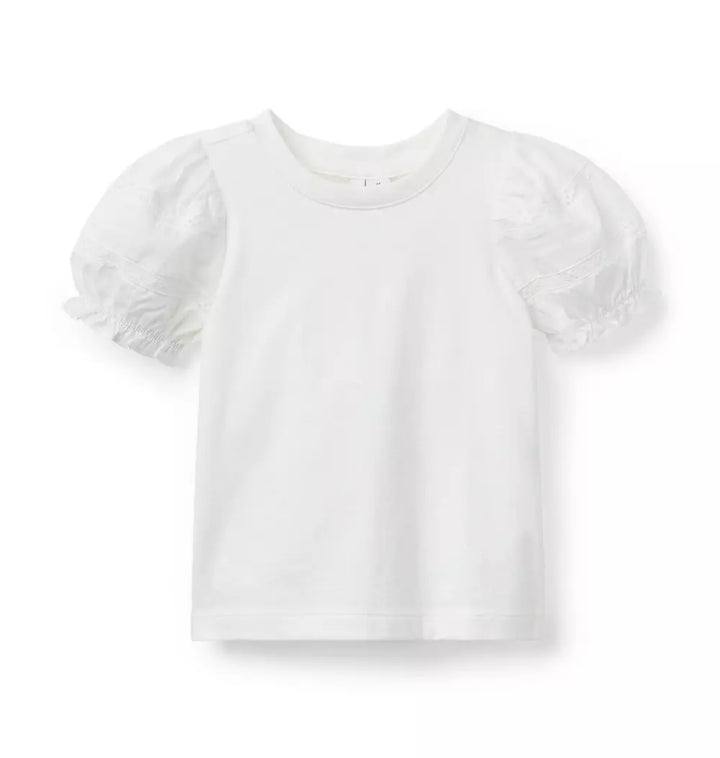 JANIE & JACK NIÑA TSHIRT LACE PUFF M/C WHITE