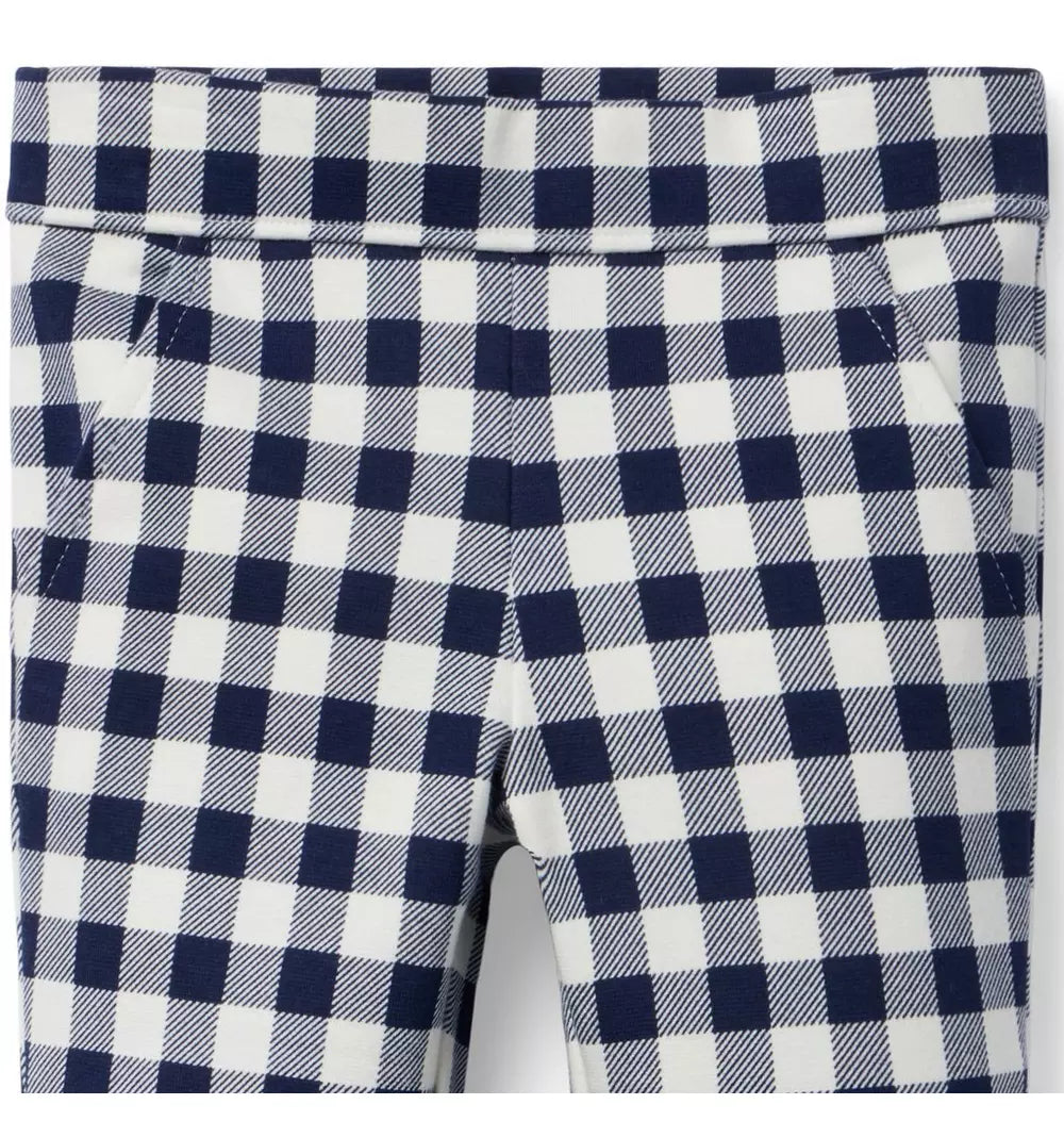 JANIE & JACK NIÑA PANTALON GINGHAM PONTE BLUE