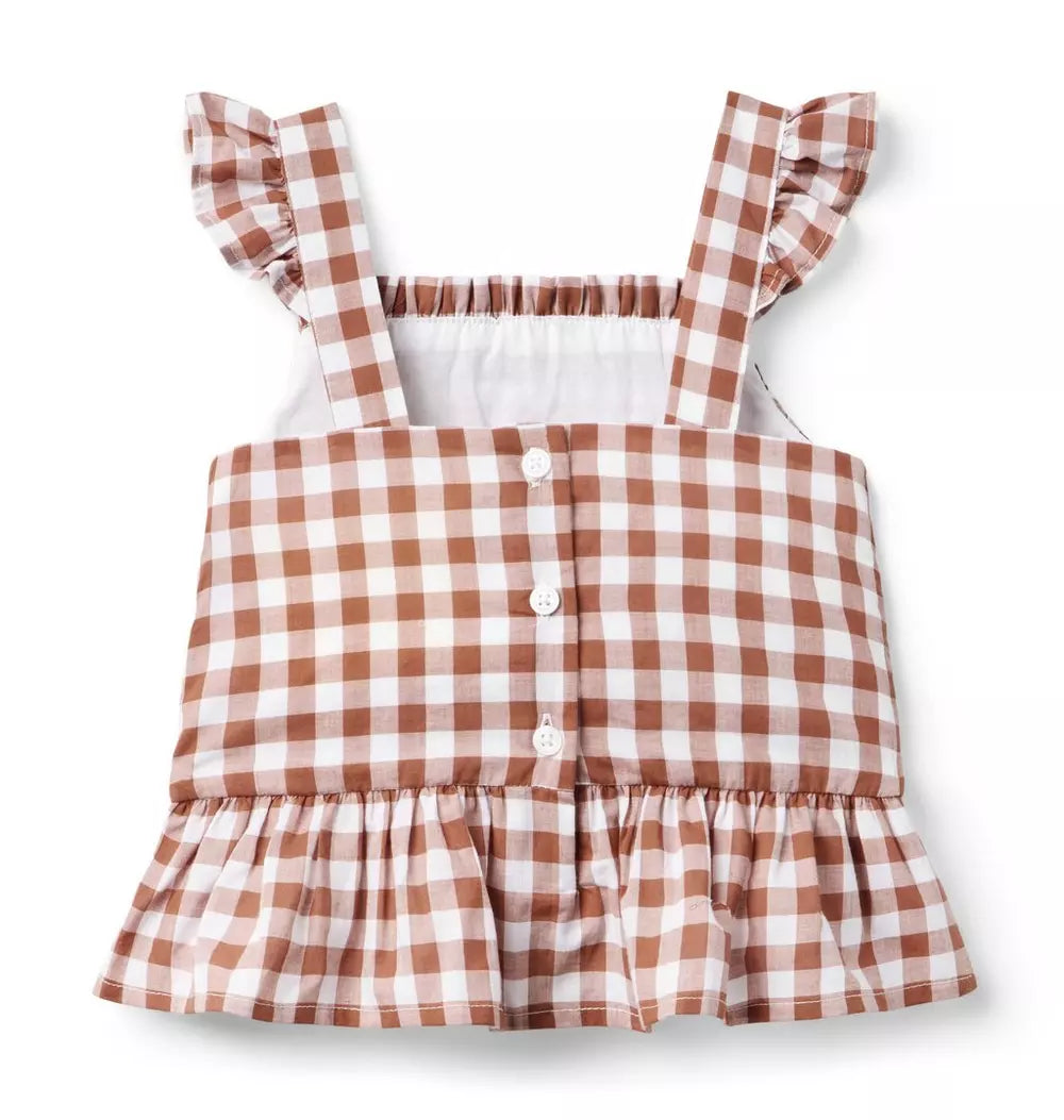 JANIE & JACK NIÑA BLUSA SMOCKED GINGHAM PEPLUM