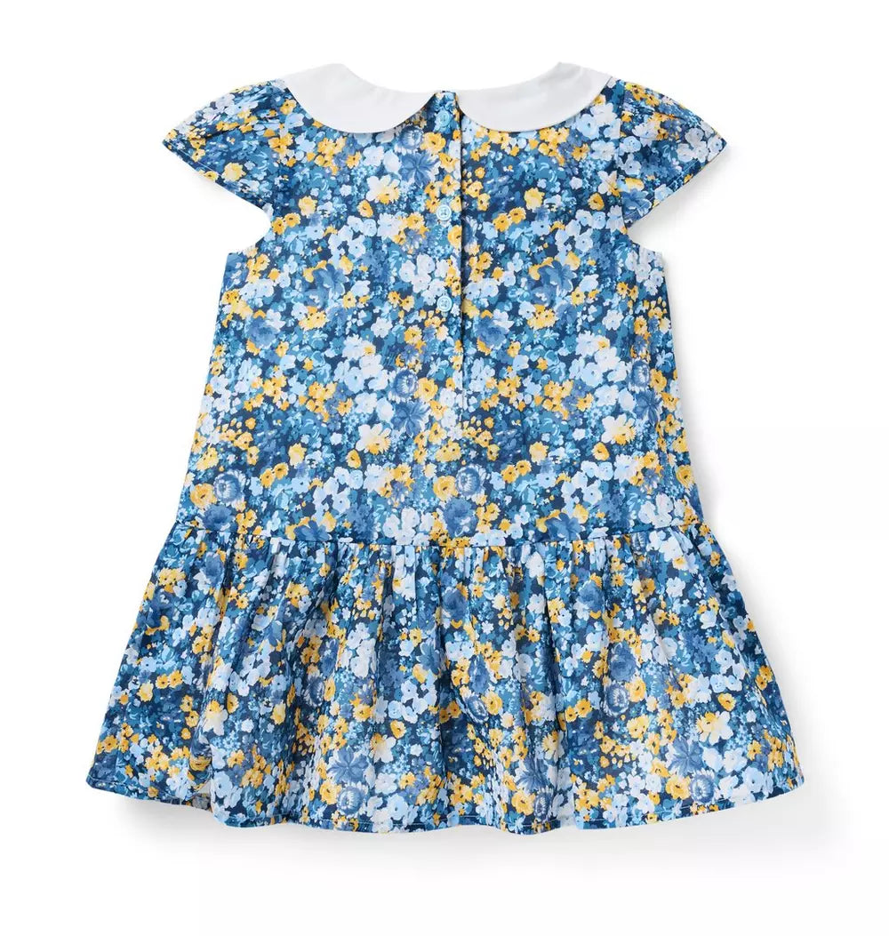 JANIE & JACK NIÑA VESTIDO FLORAL COLLAR BLUE