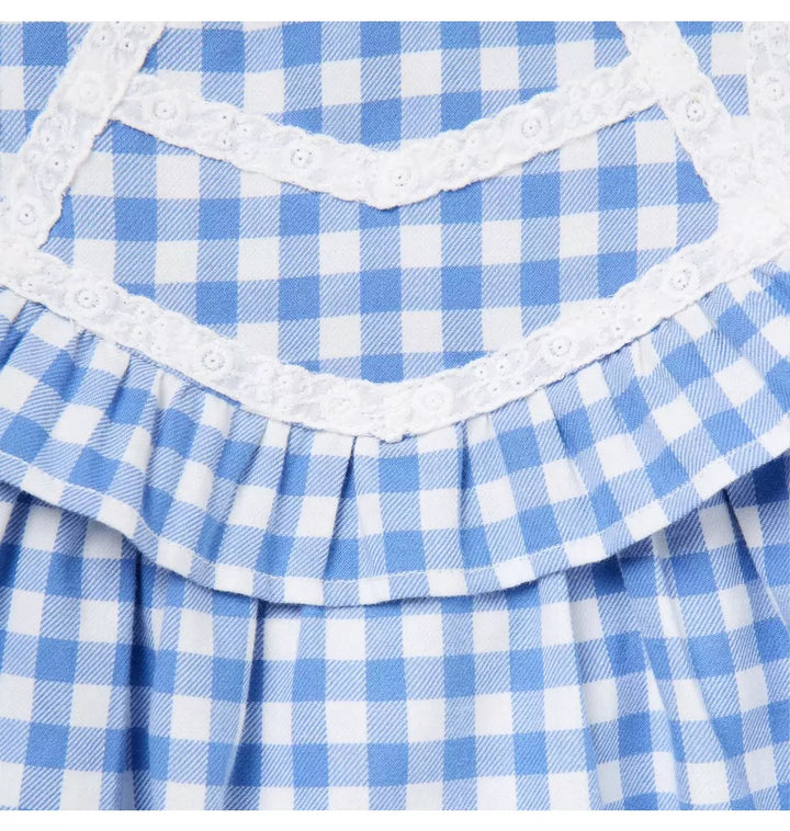 JANIE & JACK BEBE NIÑA VESTIDO GINGHAM RUFFLE M/C BLUE