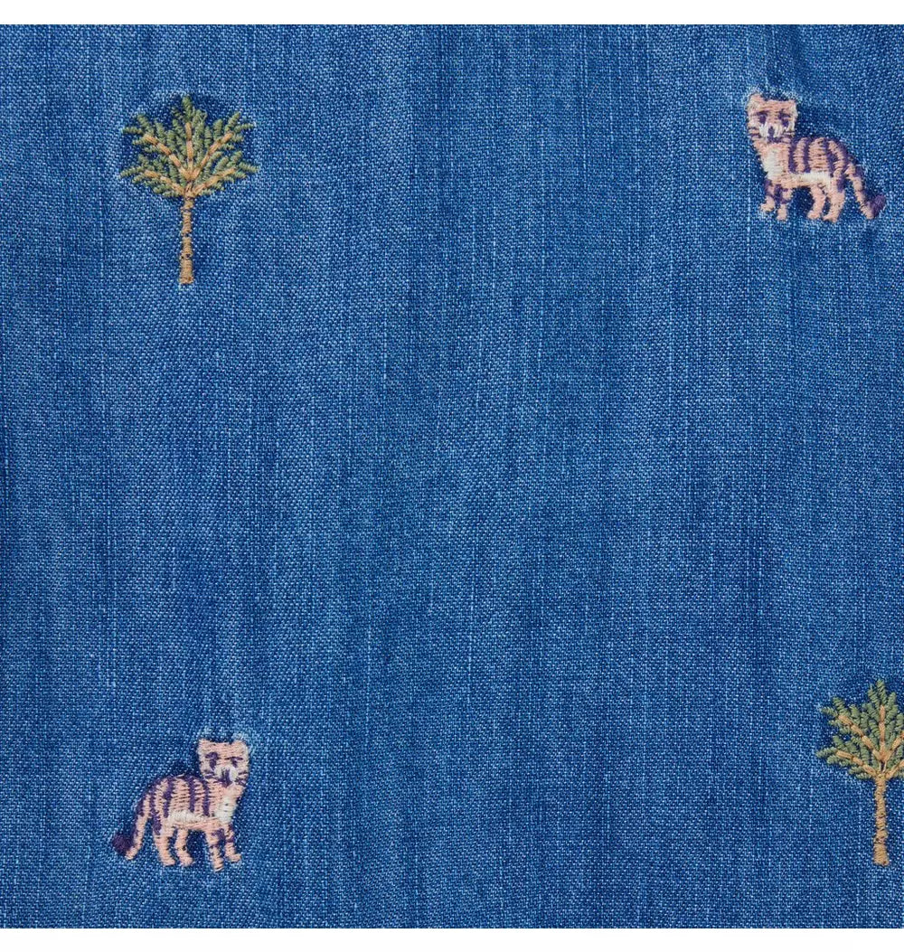 JANIE & JACK BEBE NIÑO OVEROL BLUE TIGER PALM KNOT