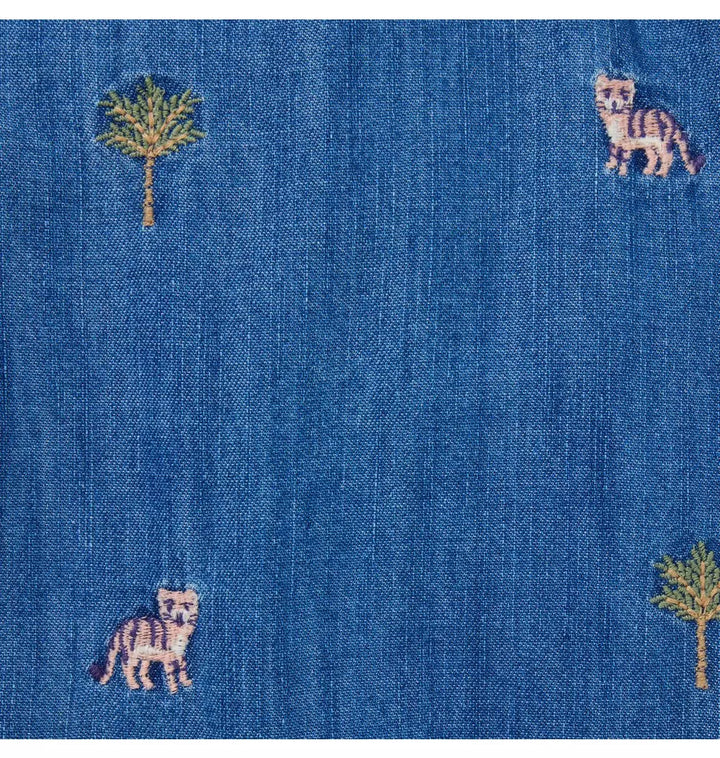 JANIE & JACK BEBE NIÑO OVEROL BLUE TIGER PALM KNOT