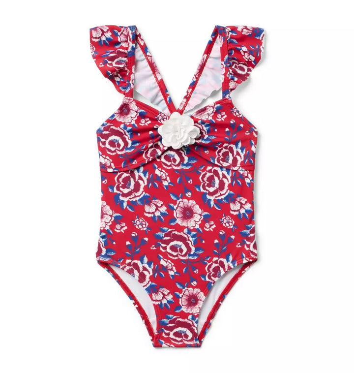 JANIE & JACK NIÑA VESTIDO DE BAÑO FLORAL RED