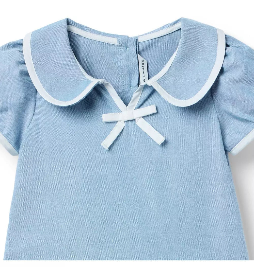 JANIE & JACK NIÑA VESTIDO OXFORD COLLAR BLUE