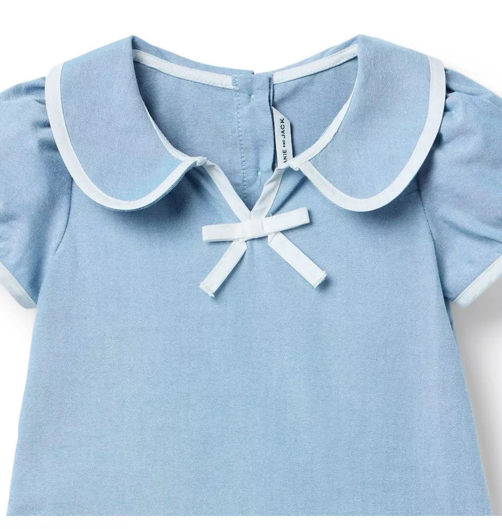 JANIE & JACK NIÑA VESTIDO OXFORD COLLAR BLUE