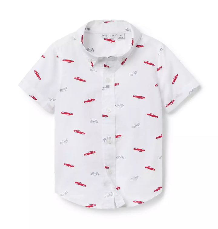 JANIE & JACK NIÑO CAMISA CAR POPLIN PRINT M/C MULTICOLOR