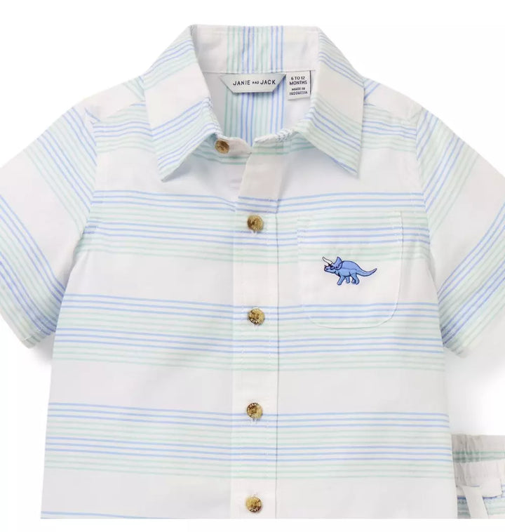 JANIE & JACK BEBE NIÑO CONJ DE SHORT STRIPED BLUE