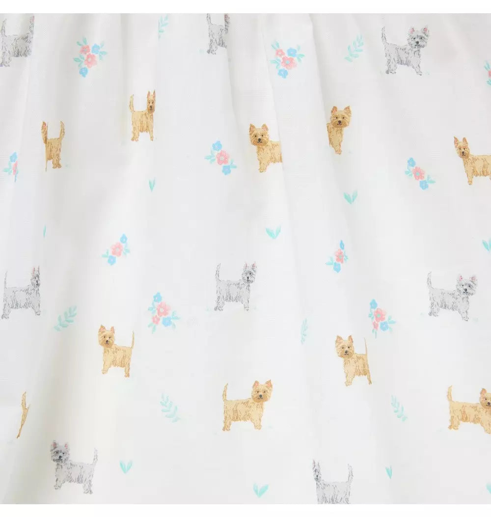 JANIE & JACK BEBE NIÑA VESTIDO DOGS RUFFLE COLLAR M/C WHITE