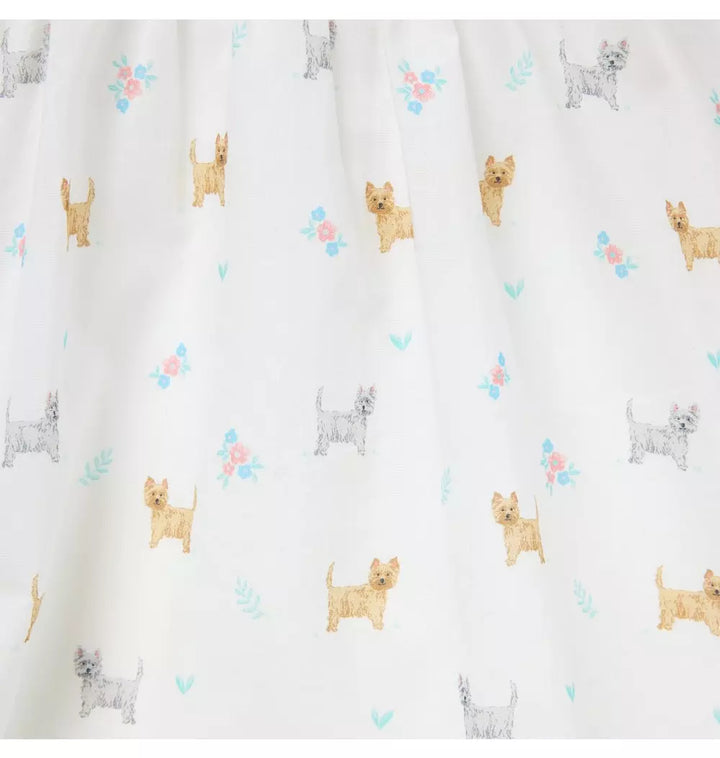 JANIE & JACK BEBE NIÑA VESTIDO DOGS RUFFLE COLLAR M/C WHITE