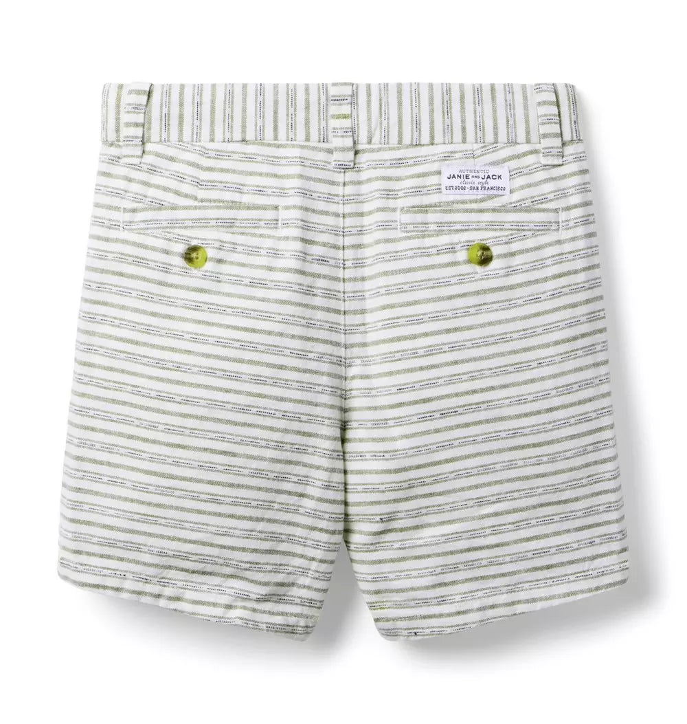 JANIE & JACK NIÑO SHORT STRIPE LINEN WHITE