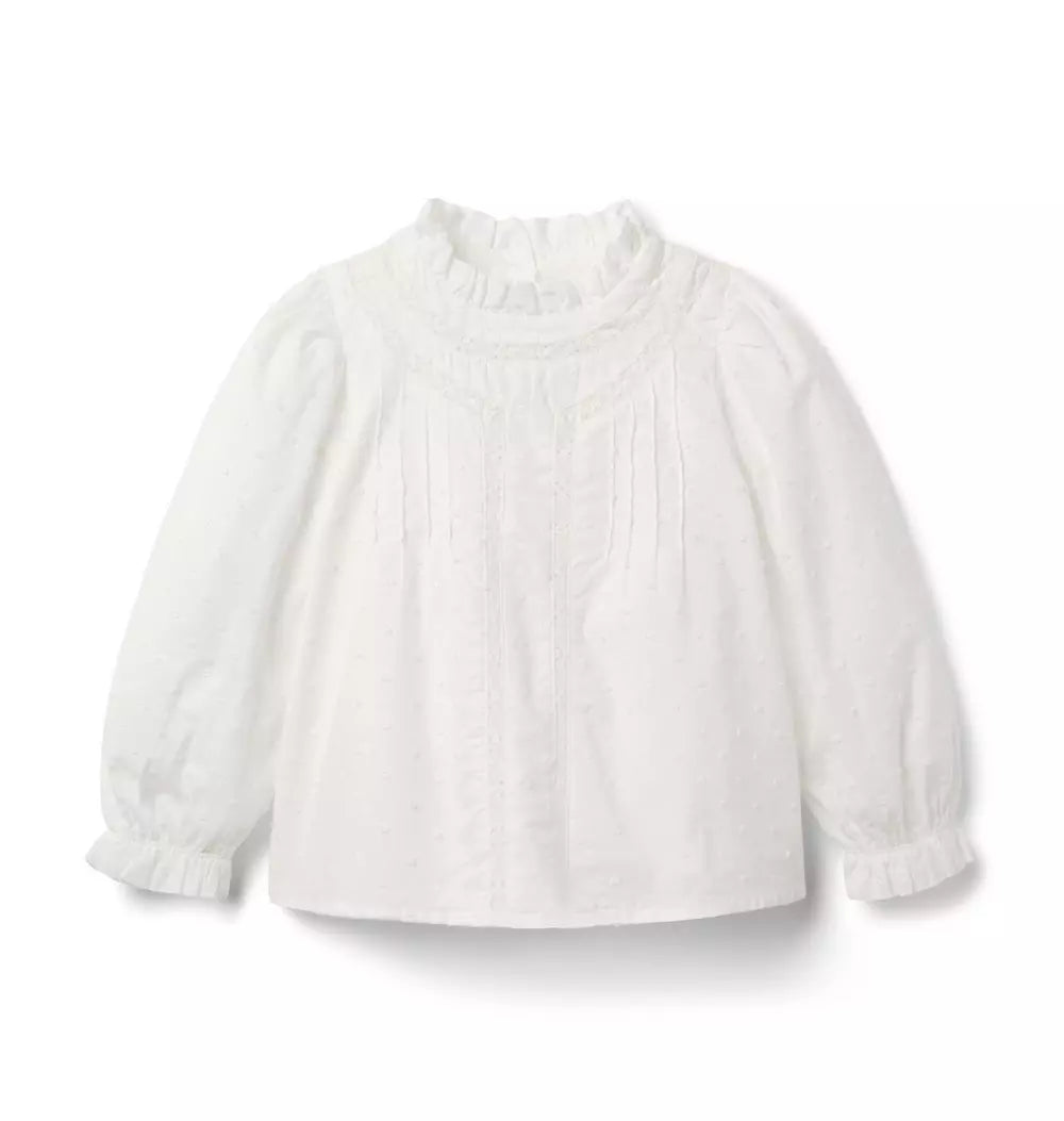 JANIE & JACK NIÑA BLUSA TEXTURED M/L WHITE