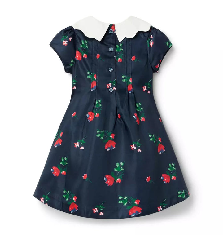 JANIE & JACK NIÑA VESTIDO FLORAL COLLAR NAVY